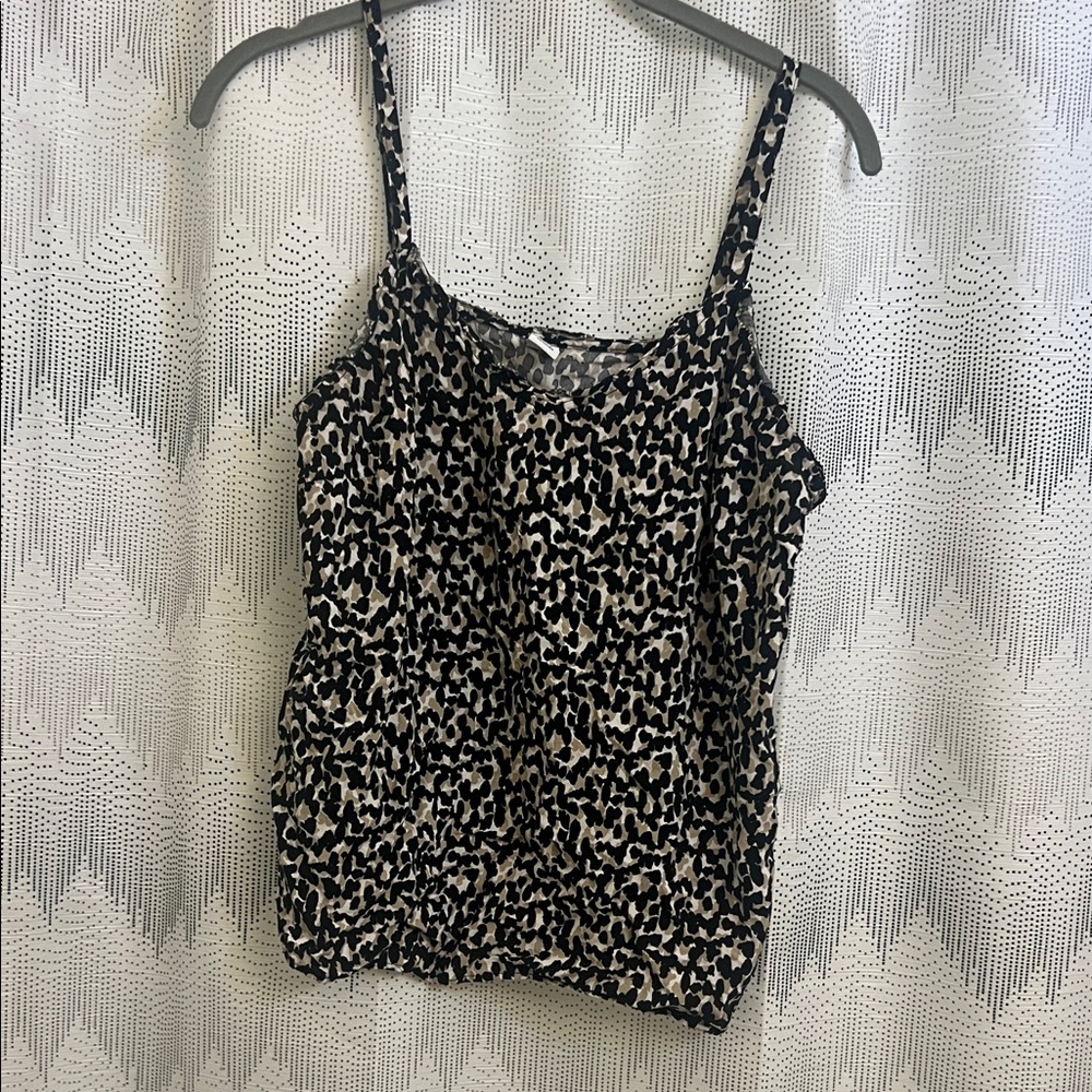 Old Navy Black and Cream Leopard Print Camisole